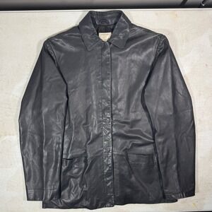 Brooks Brothers 346 Womens Black Genuine Leather Coat Jacket Size Small